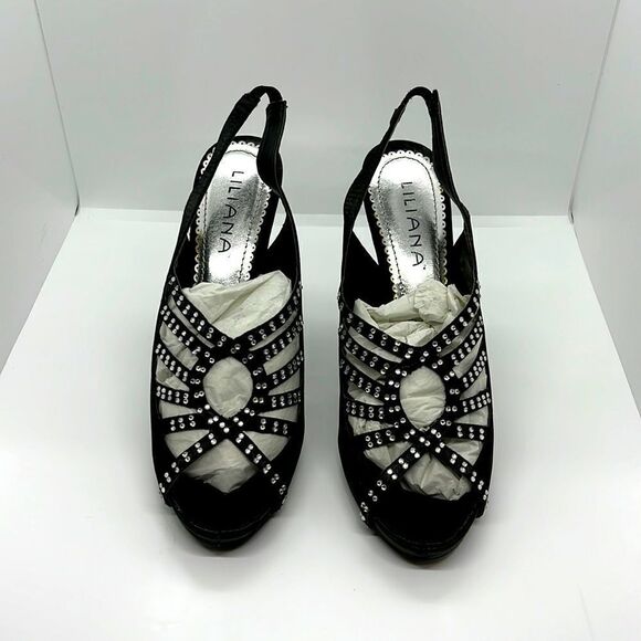 Liliana Shoes - Sexy Black Slingback High Heels. Size 5.5